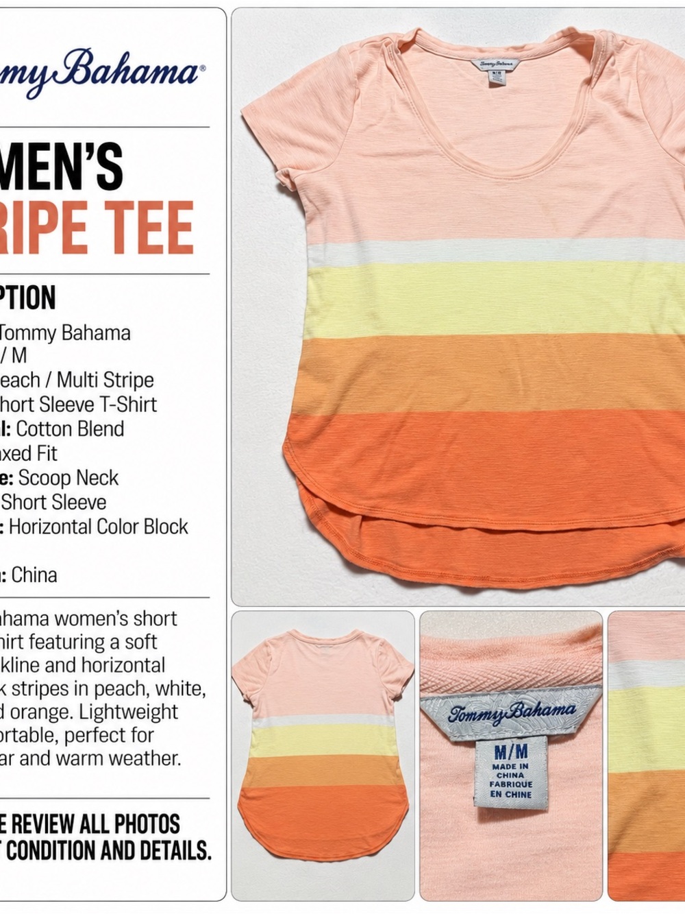 Tommy Bahama Women's Medium Colorblock Short Sleeve T-Shirt